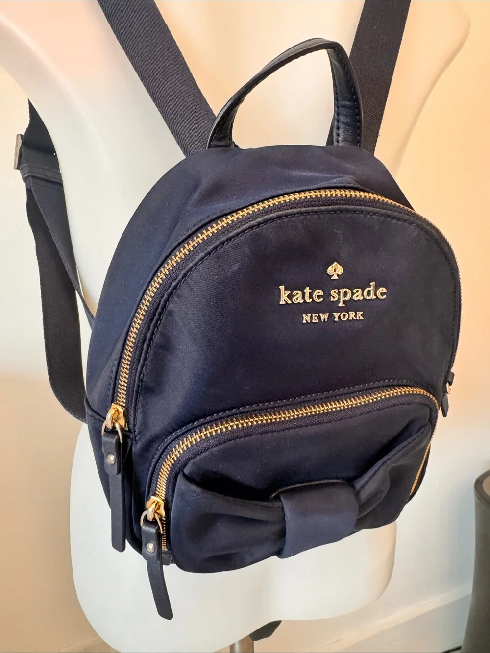 Kate Spade Navy Blue Bow Backpack